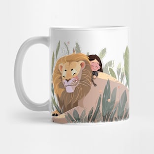 Adorable Lion Animal Loving Cuddle Embrace Children Kid Tenderness Mug